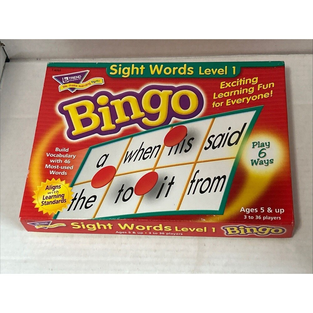 TREND - Sight Words Bingo Homeschool Aid Learn to Read - Level 1  Ages 5+ CIB